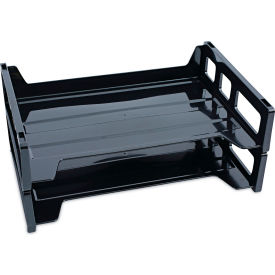 Universal® Recycled Plastic Side Load Desk Trays 2 Sections Letter Size Files 13 x 9 Black 18702