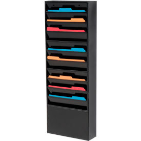 GoVets™ 11 Pockets - Medical Chart Hanging Wall File Holder - Black 407806