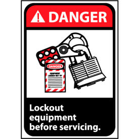 Danger Sign 14x10 Vinyl - Lock Out Equipment Before Servicing DGA18PB