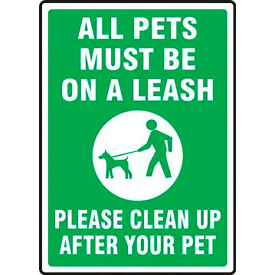 AccuformNMC All Pets Must Be On A Leash Please Clean Up After Your Sign Aluminum 18