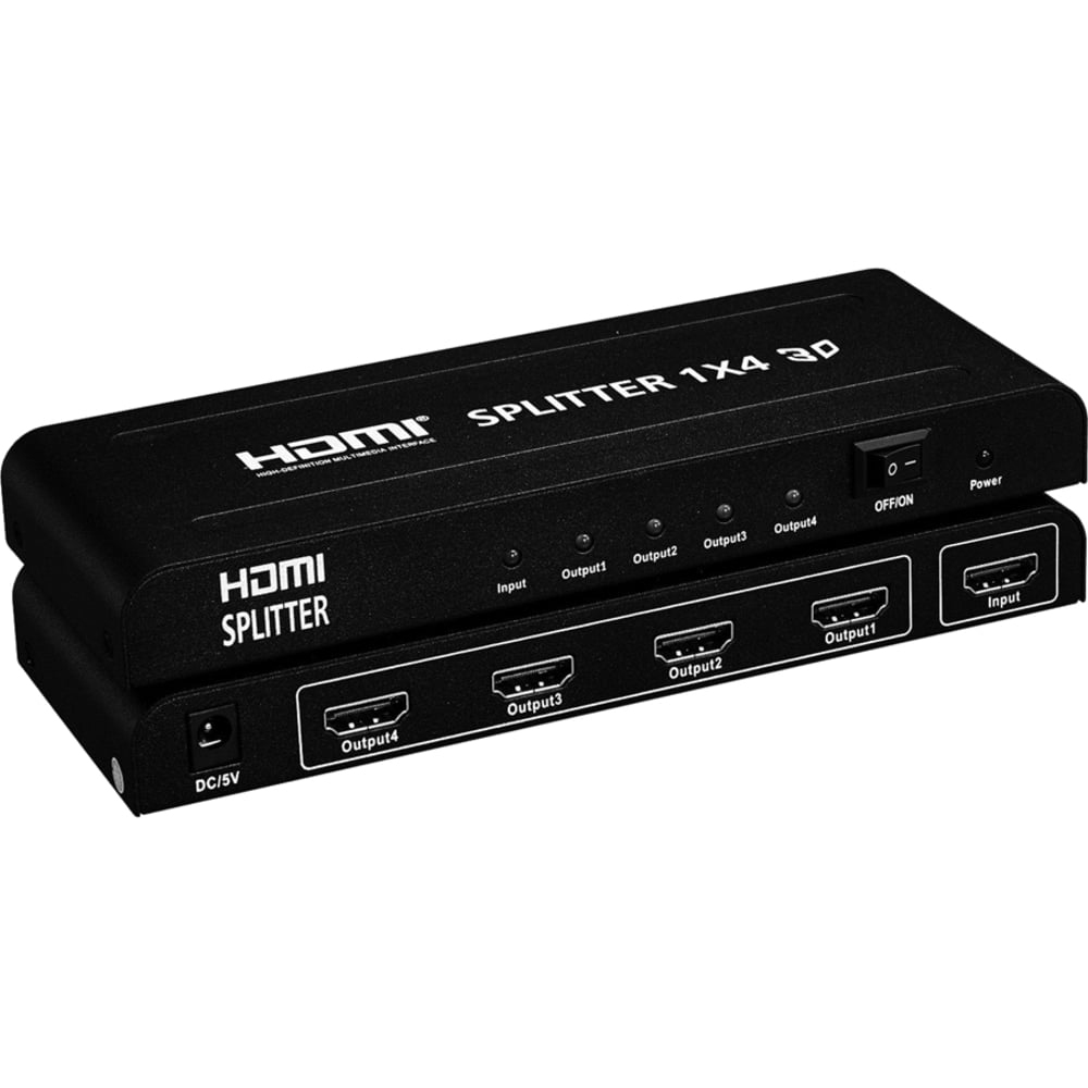 4XEM 4 Port high speed HDMI video splitter fully supporting 1080p, 3D for Blu-Ray, gaming consoles and all other HDMI compatible devices - 4XEM 1080p/3D 1 HDMI in 4 HDMI out video splitter and amplifier with LED indicators for connect (Min Order Qty 2) MP