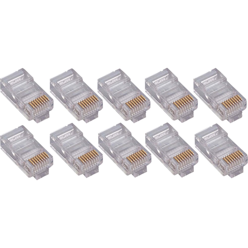 4XEM 100 Pack Cat6 RJ45 Modular Ethernet Plugs for Stranded or Solid CAT6 Cable - 100 Pack Modular RJ45 Ethernet ends for Cat6 stranded or solid CAT6 cable - 1 x RJ-45 Male - Gold-plated Contacts (Min Order Qty 2) MPN:4X100PKC6