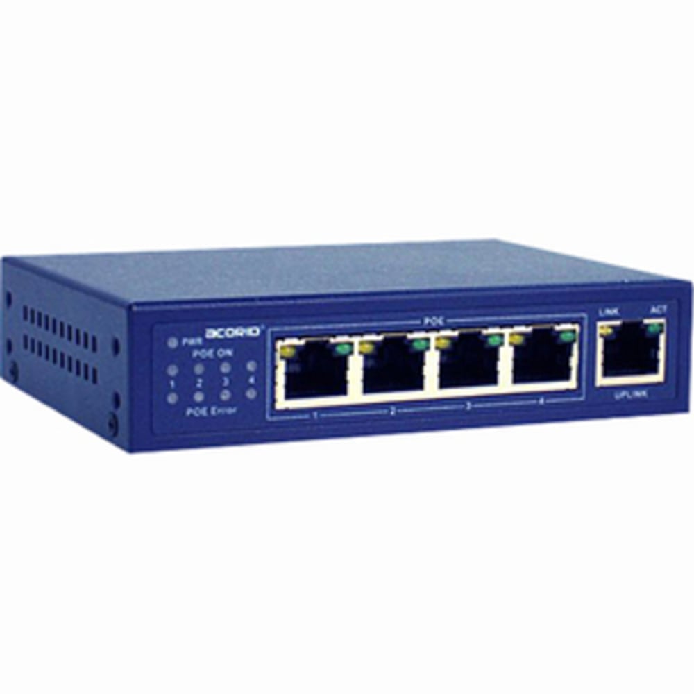 4XEM 4-Port PoE+(Plus) 25.5Watt 10/100Mbps Ethernet Switch 1.0 Gbps bandwidth 744K packet forward rate MPN:4XLS5004P255