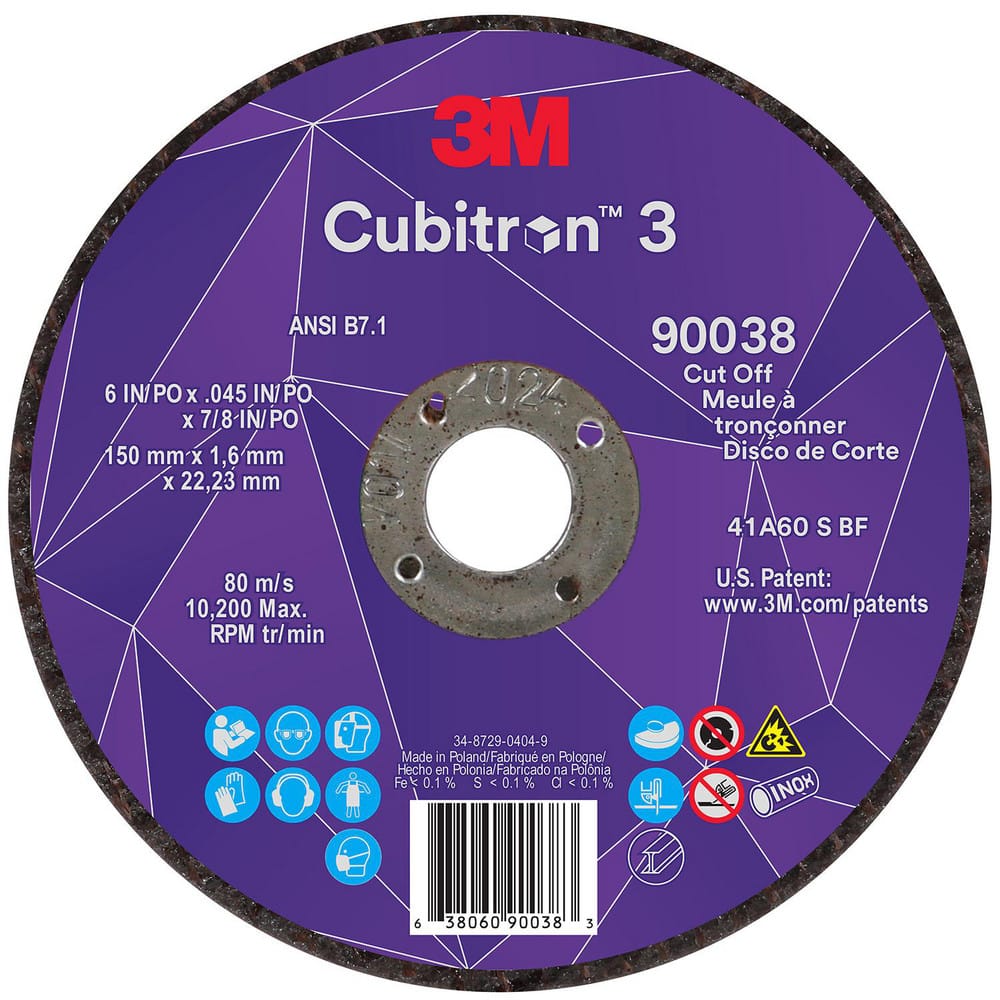 Cutoff Wheels, Wheel Diameter (Inch): 6 , Wheel Thickness (Decimal Inch): 0.0450 , Hole Size (Inch): 7/8 , Abrasive Material: Ceramic , Reinforced: Reinforced  MPN:7100313190