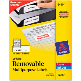 Avery® Removable Inkjet/Laser ID Labels 1 x 2-5/8 White 750/Pack 6460