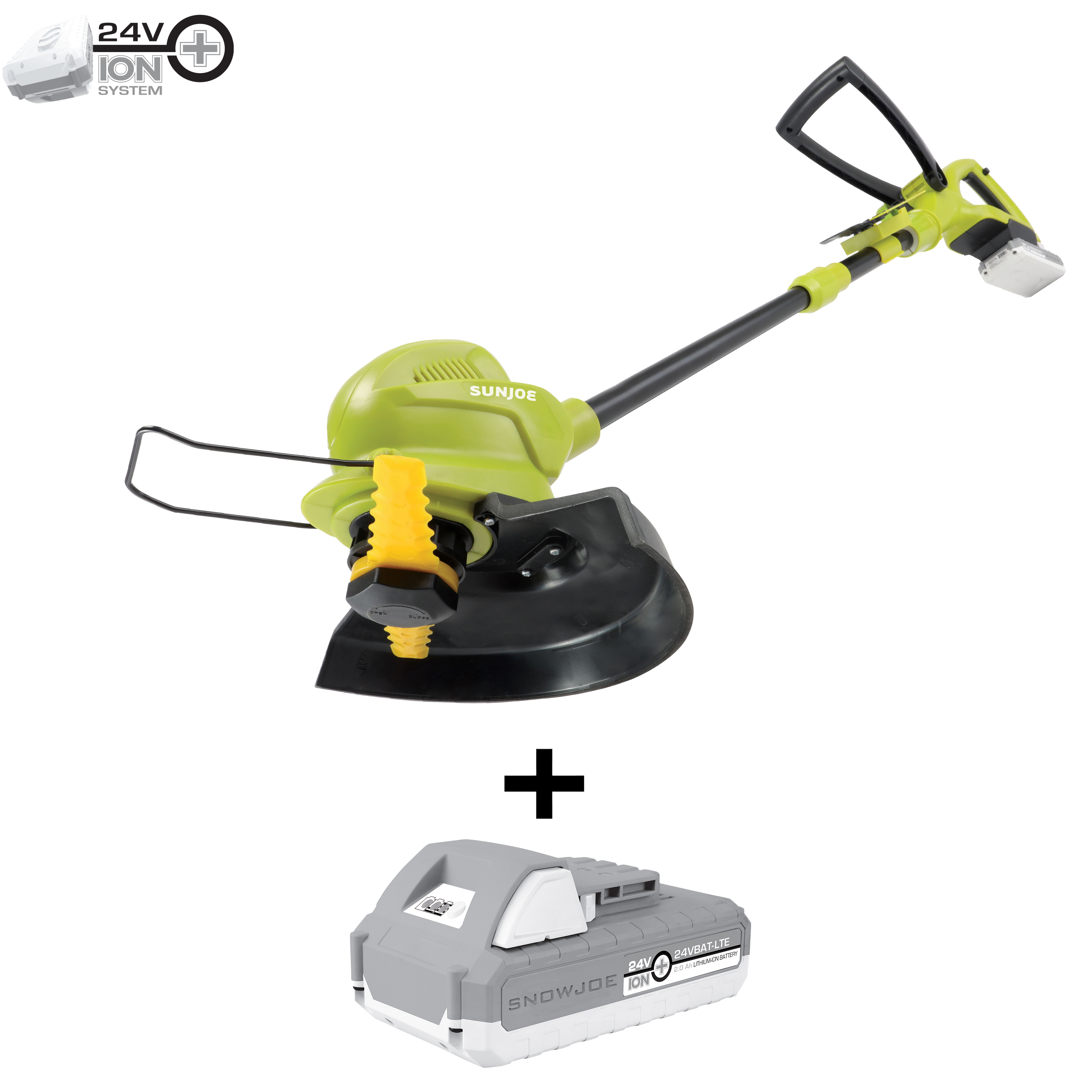 Sun Joe 24V-SB10-LTE 24-Volt* IONMAX Cordless SharperBlade Stringless Lawn Trimmer Kit | 10-inch | W/ 2.0-Ah Battery + Charger