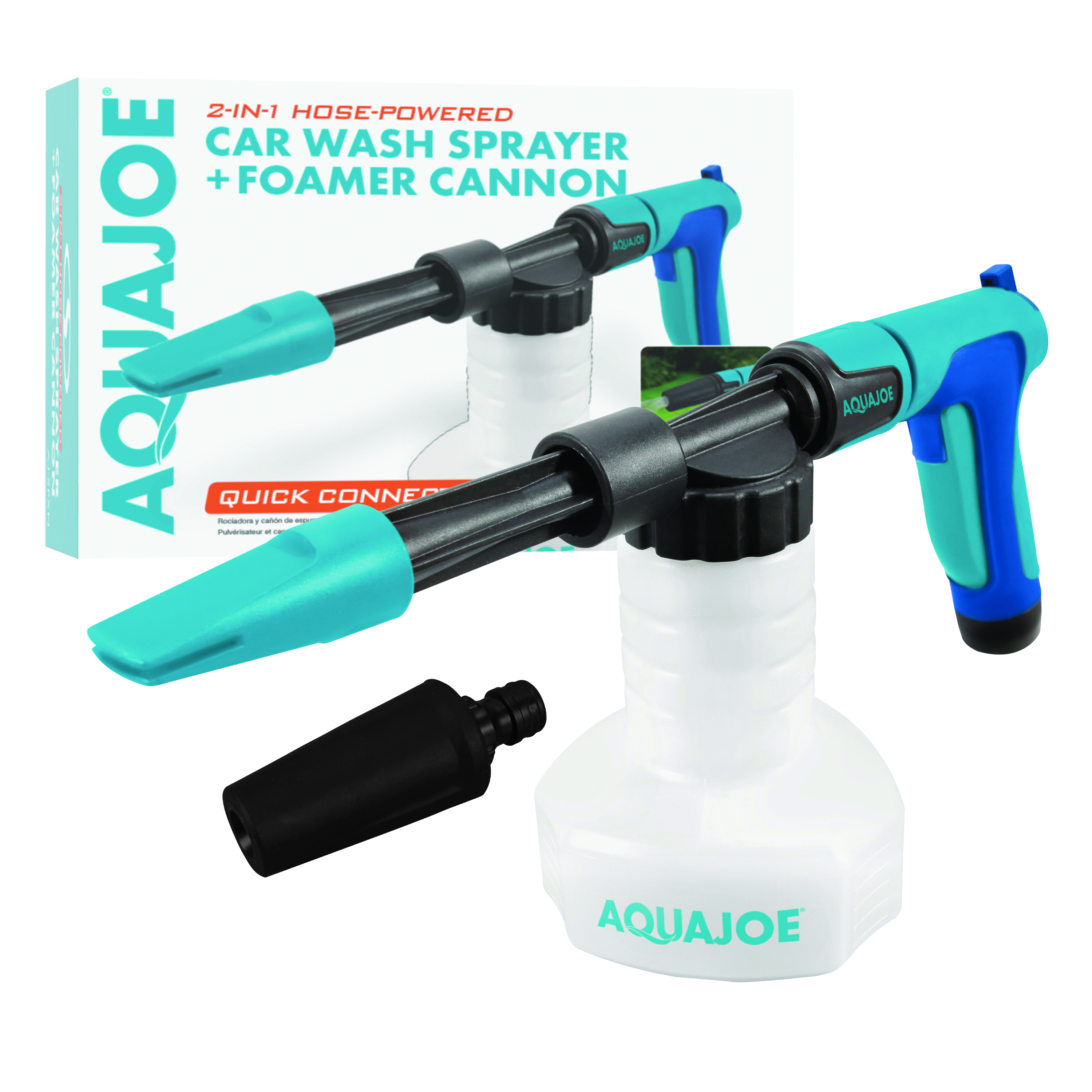 Aqua Joe AJ-SPXN 2-in-1 Hose-Powered Adjustable Foam Cannon Spray Gun Blaster with Spray Wash Quick-Connect to Any Garden Hose