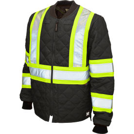 Tough Duck Men's Quilted Safety Freezer Jacket L Black S43211-BLK-L