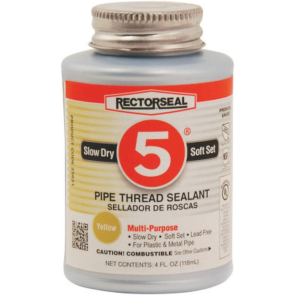 Threaded Pipe Sealants, Form: Paste , Series: Rectorseal No. 5 , Container Size: 1/4 pt , Container Type: Can , Color: Yellow  MPN:25631