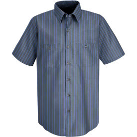 Red Kap® Men's Industrial Stripe Work Shirt Short Sleeve Gray/Blue Stripe Long-XL SP24 SP24EXSSLXL