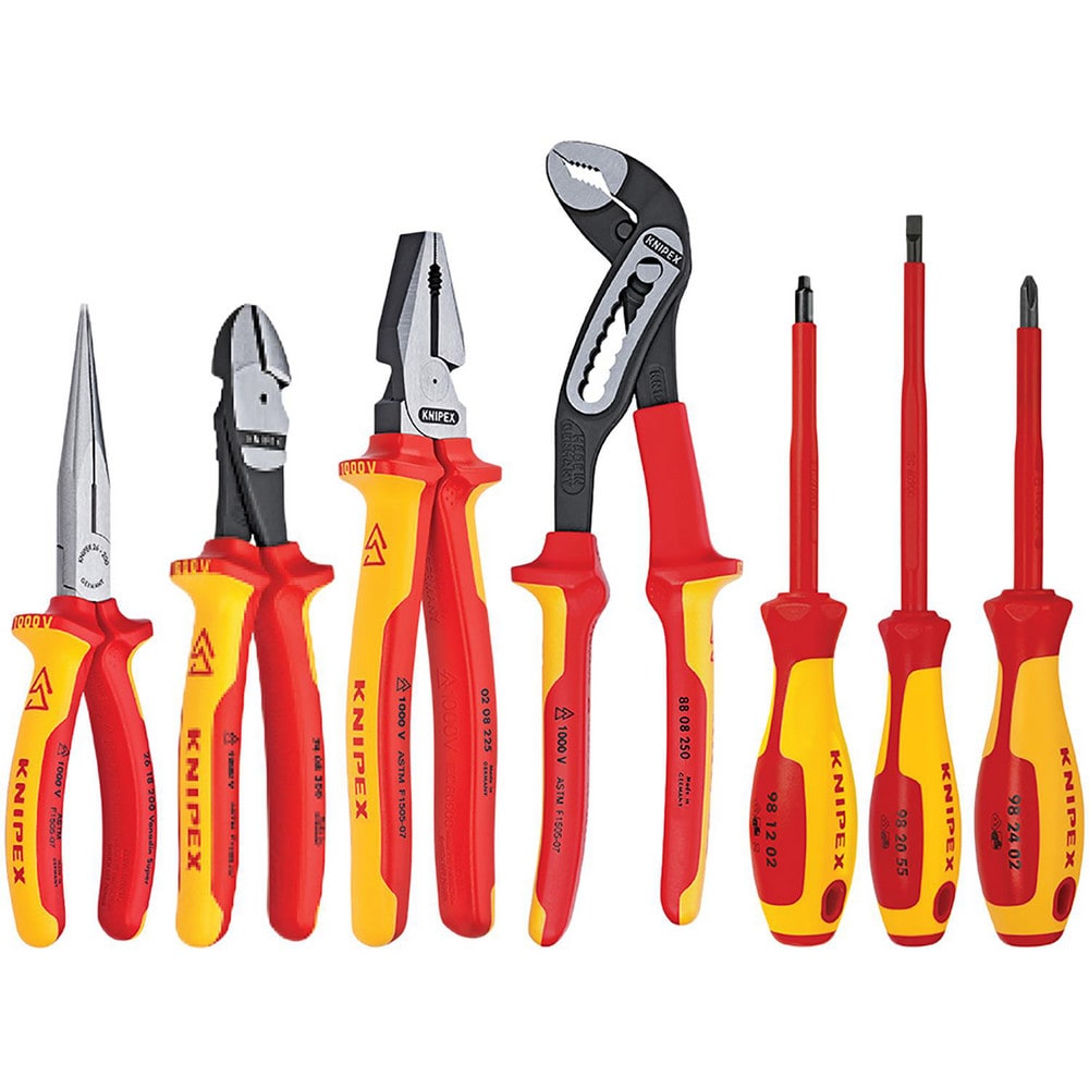 Combination Hand Tool Sets, Set Type: Insulated Pliers and Screwdriver Set in Tool Roll , Number Of Pieces: 7 , Tool Finish: Insulated , Container Type: Box  MPN:9K 98 98 25 US