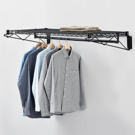 Black Coat Rack with Bars - Wall Mount - 48