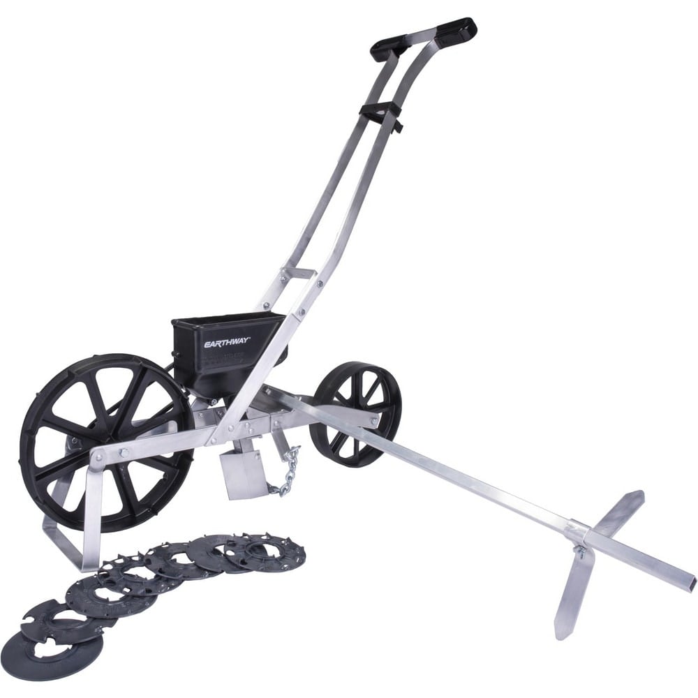 Landscape Spreaders, Spreader Type: Hopper Spreader , Handle Type: Fixed T , Wheel Type: Poly , Minimum Spread Width (Decimal Inch): 12  MPN:10001