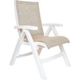 Grosfillex® Jamaica Beach Folding Chair Straw Sling w/ White Resin Frame - Pkg Qty 2 UT091004