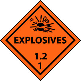 NMC™ Dot Explosives 1.21 Placard Sign Pressure Sensitive Vinyl DL131P