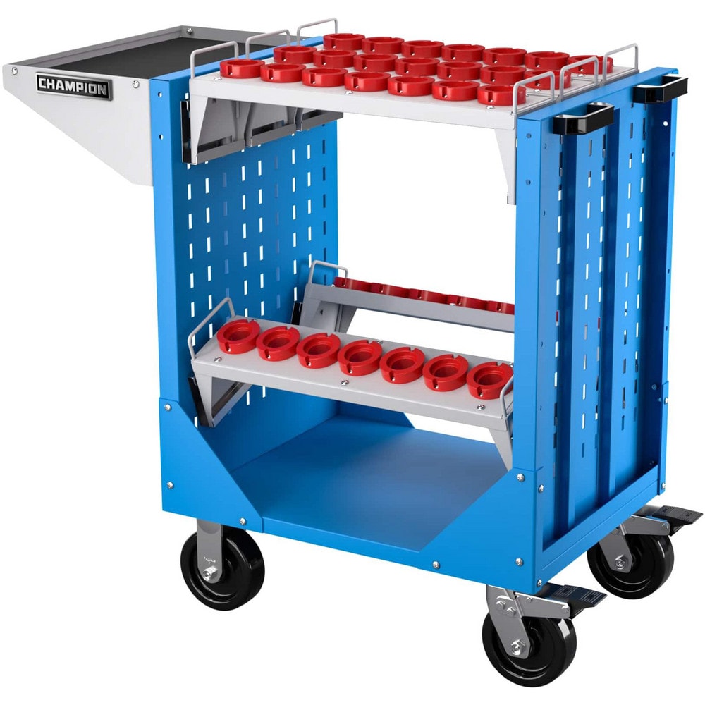 CNC Storage Carts, Style: HSK , Taper Size: HSK50 , Tool Type: HSK , Caster Type: Swivel, Fixed , Color: Bright Blue  MPN:NCTCH50-BB