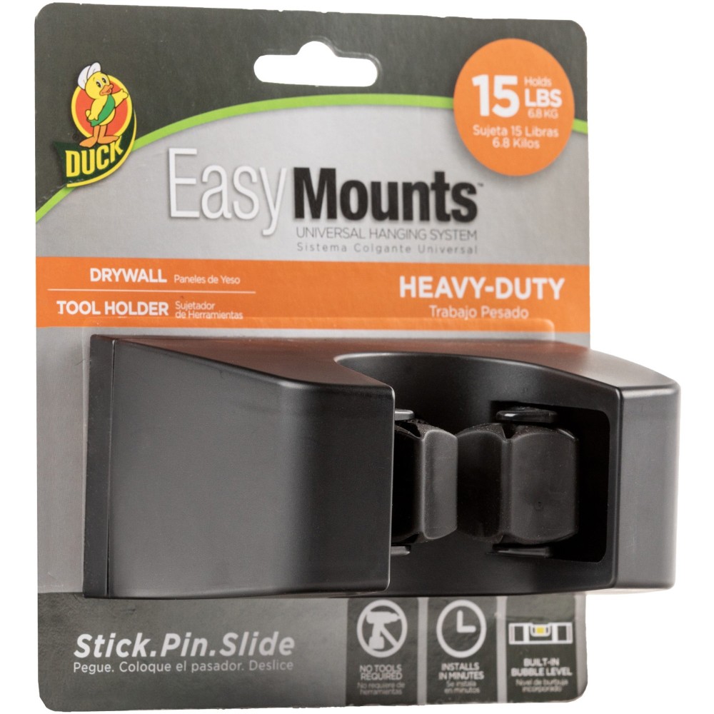 Duck Brand EasyMounts Heavy-Duty Tool Holder - Fiberglass - 1 Each - Black (Min Order Qty 4) MPN:287215