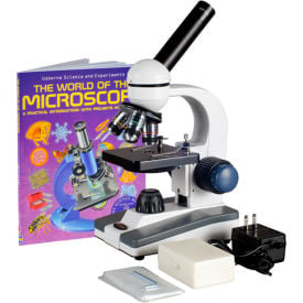 AmScope M150C-PS25-WM 40X-1000X Coarse & Fine Student Compound Microscope + 25 pcs. Slides & Book M150C-PS25-WM