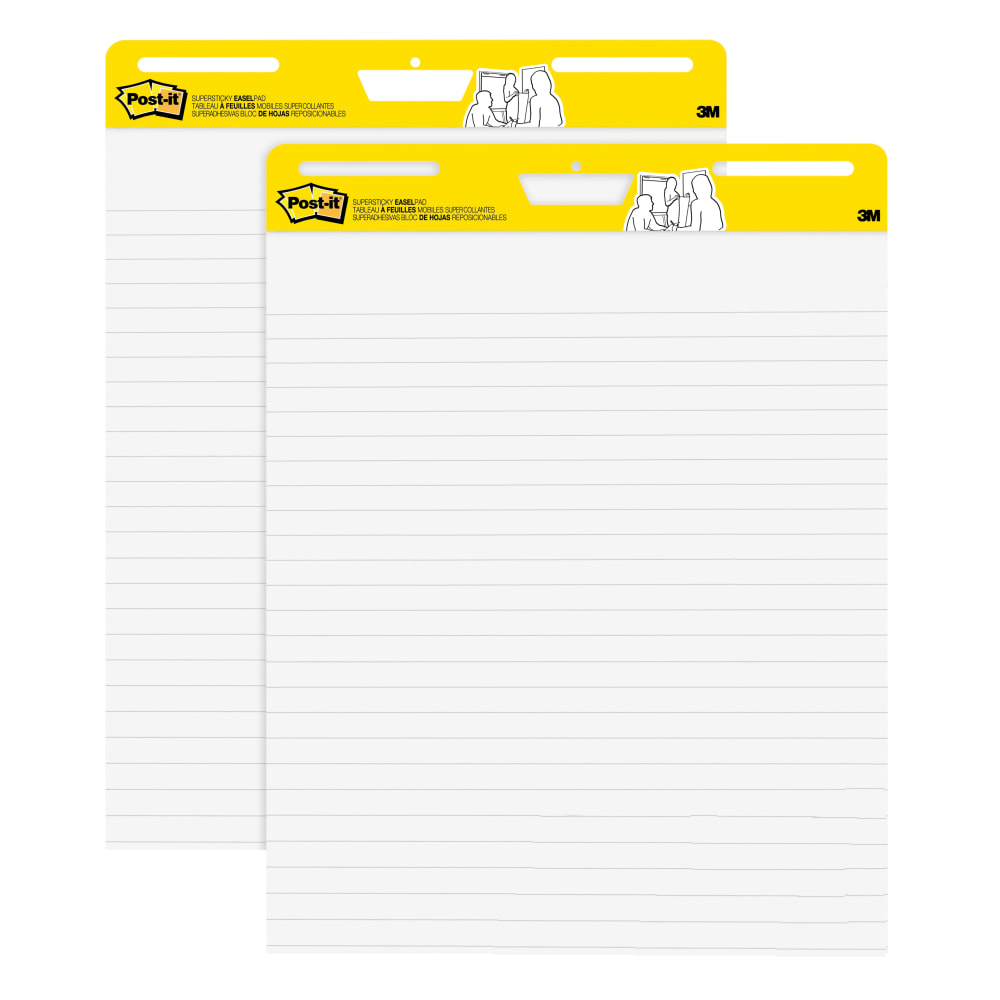 Post-it Super Sticky Easel Pads, 25in x 30in, 2 Pads, 30 Sheets/Pad, Lined, Back to School for Classrooms, White MPN:561WL-VAD-2PK