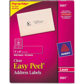 Avery® Easy Peel Laser Mailing Labels 1 x 4 Clear 1000/Box 5661