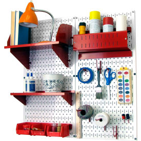 Wall Control Pegboard Hobby Craft Organizer Storage Kit White/Red 32