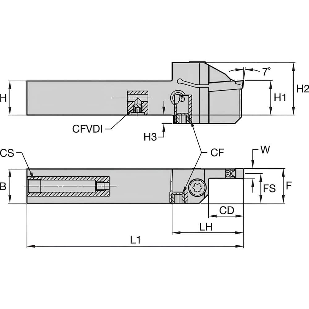 Indexable Grooving/Cut-Off Toolholders, Hand of Holder: Right Hand , Maximum Depth of Cut (Decimal Inch): 0.5512 , Maximum Depth of Cut (mm): 14.00  MPN:7110757