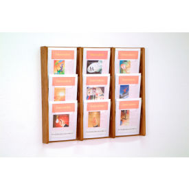 9 Pocket (3Wx3H) Acrylic & Oak Wall Display - Medium Oak AC26-9MO