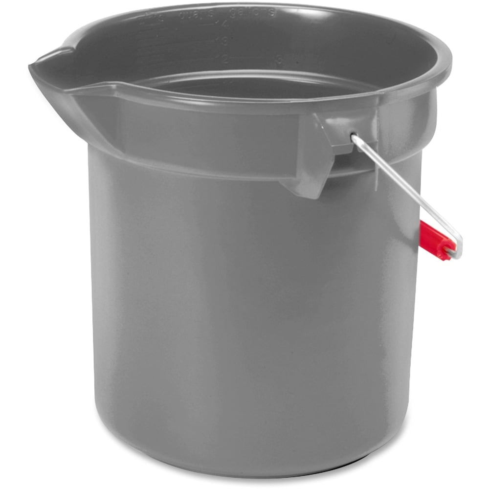 Rubbermaid Commercial Brute 10-quart Utility Bucket - 2.50 gal - Heavy Duty, Rust Resistant, Bend Resistant - 10.2in - Plastic, Steel, High-density Polyethylene (HDPE) - Gray, Nickel, Chrome - 12 / Carton MPN:296300GYCT