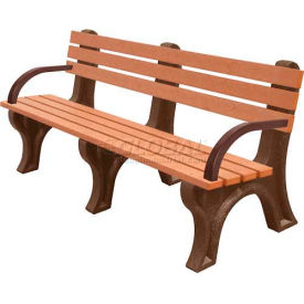 Polly Products Econo Mizer 6' Backed Bench w/ Arms Green Bench/Brown Frame ASM-EM6BA-02-BN/GN