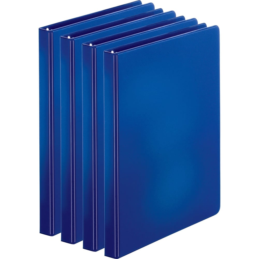 Business Source Basic Round Ring Binders, 1/2in Ring, 8 1/2in x 11in, Dark Blue, Pack Of 4 (Min Order Qty 4) MPN:BSN28525BD