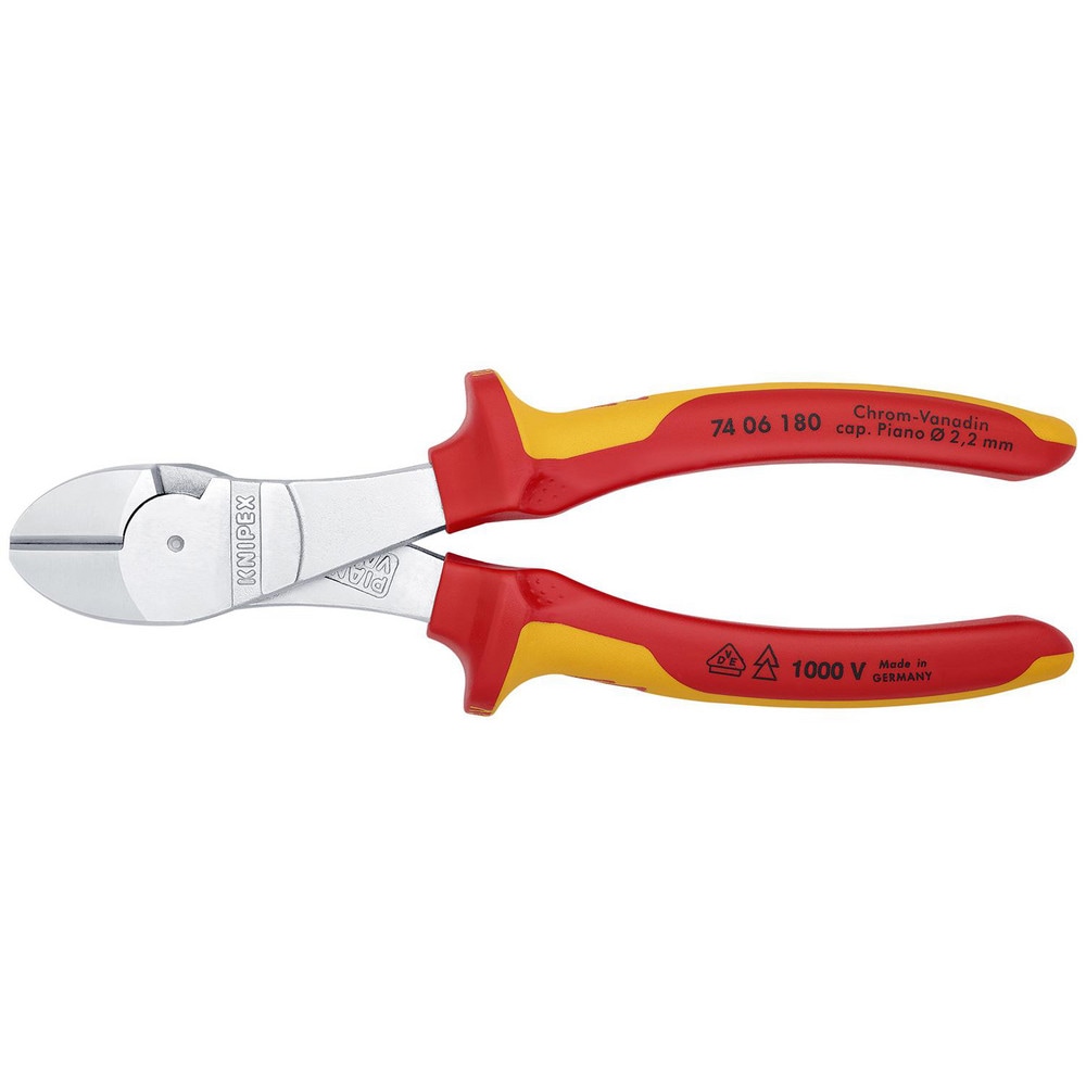 Cutting Pliers, Insulated: Yes , Overall Length (Inch): 5-1/2in , Head Style: Cutter, Diagonal , Cutting Style: Bevel , Handle Color: Red, Yellow  MPN:74 06 180