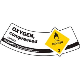 Accuform MCSLOXYXVE Gas Cylinder Shoulder Label Oxygen Compressed Dura-Vinyl™ Each MCSLOXYXVE