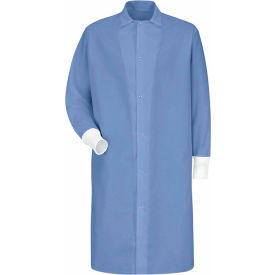 Red Kap® Gripper-Front Butcher Coat W/Knit Cuffs Pocket-less Spun Polyester Light Blue M KS60LBRGM