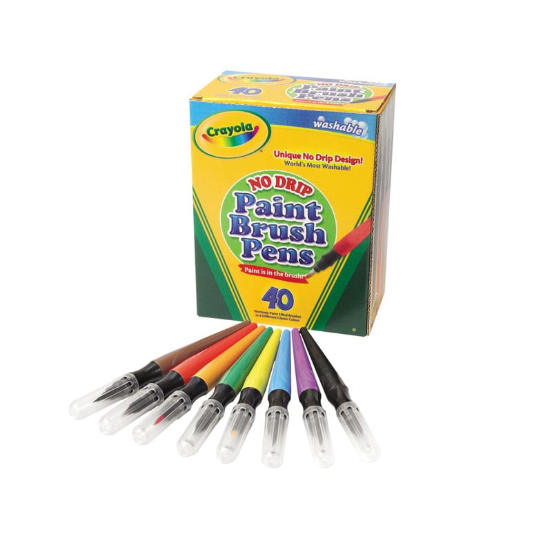 Crayola Washable Paint Brush Pens, Assorted Colors, Box Of 40 (Min Order Qty 2) MPN:546203