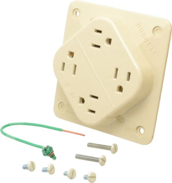 Straight Blade Fourplex Receptacle: NEMA 5-15R, 15 Amps, Self-Grounding MPN:HBL415I