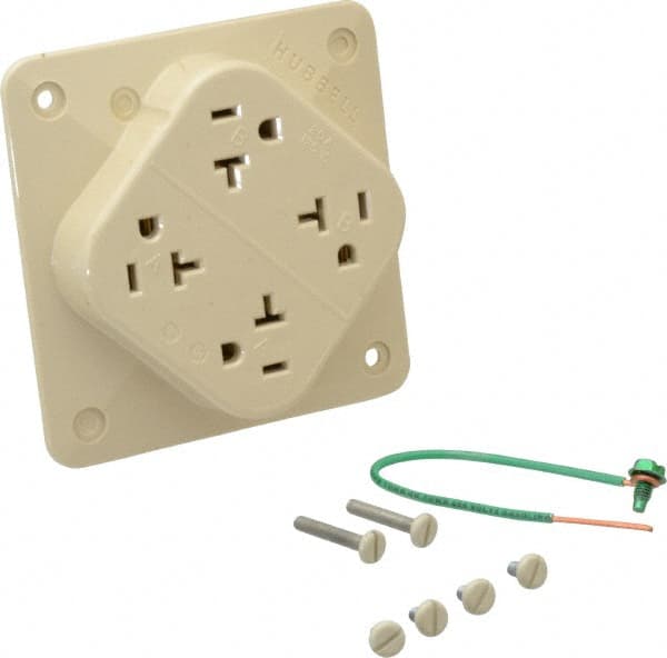 Straight Blade Fourplex Receptacle: NEMA 5-20R, 20 Amps, Self-Grounding MPN:HBL420I