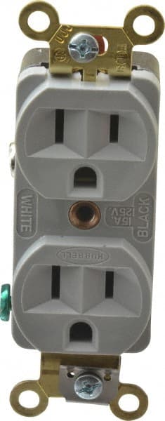 Straight Blade Duplex Receptacle: NEMA 5-15R, 15 Amps, Self-Grounding MPN:HBL5252GY