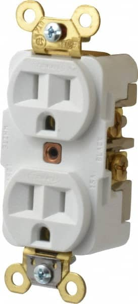 Straight Blade Duplex Receptacle: NEMA 5-15R, 15 Amps, Self-Grounding MPN:HBL5262W