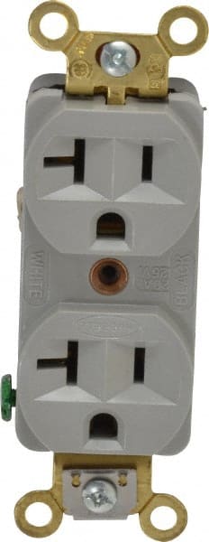 Straight Blade Duplex Receptacle: NEMA 5-20R, 20 Amps, Self-Grounding MPN:HBL5352GY