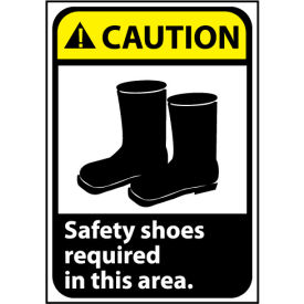 Caution Sign 10x7 Vinyl - Safety Shoes Required CGA9P