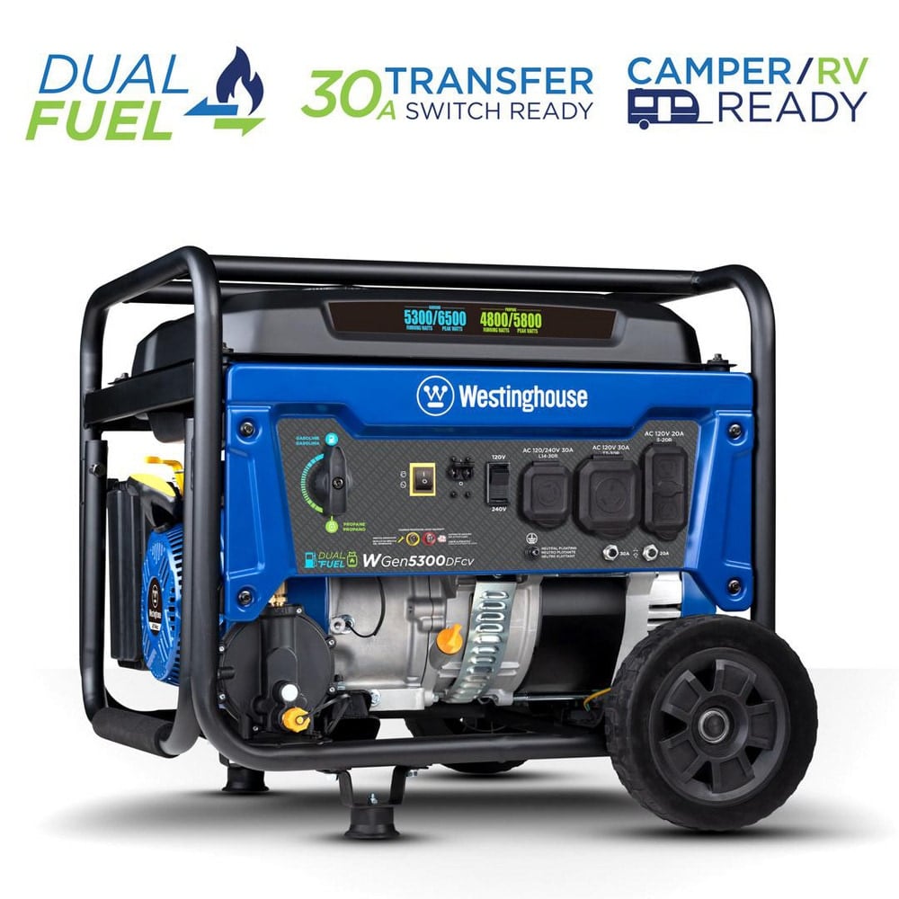 Portable Power Generators, Fuel Type: Gasoline, Propane , Starting Method: Recoil , Running Watts: 5.3kW , Wattage (kW): 6.6 , Starting Watts: 6600W  MPN:WGEN5300DFCV