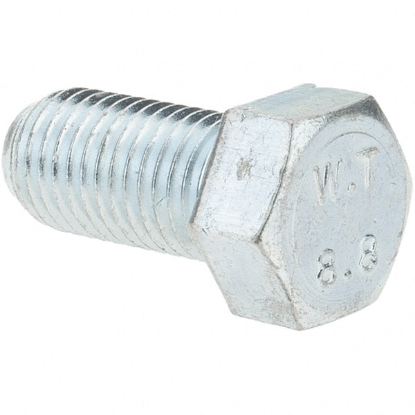 Hex Head Cap Screw: M10 x 1.25 x 20 mm, Grade 8.8 Steel, Zinc-Plated MPN:4520