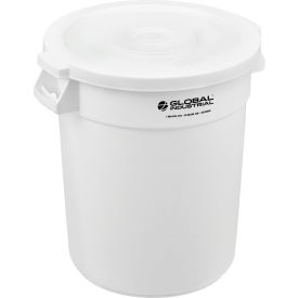 GoVets™ Plastic Trash Can with Lid - 20 Gallon White 458WHCL240