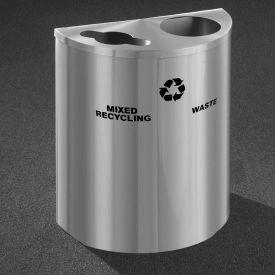 Glaro Recyclepro Recycling & Trash Can Mixed Recylables 29 Gallon Satin Aluminum MW2499SA-SA-R/W