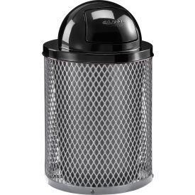 GoVets™ Outdoor Diamond Steel Trash Can With Dome Lid 36 Gallon Gray 948GY261