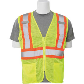 ERB® Aware Wear® S383P ANSI Class 2 Safety Vest Zipper Closure 4XL Hi-Viz Lime WEL61820HL4X