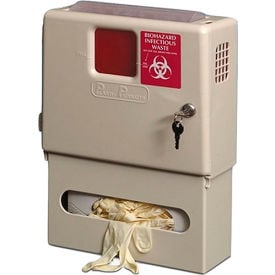 Plasti-Products 145002 Wall Mounted Sharps Disposal System with Sharps Container and Glove Dispenser 145002