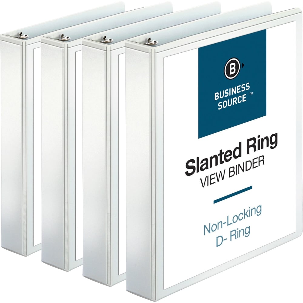 Business Source Basic D-Ring White View Binders, 1 1/2in Ring, 8 1/2in x 11in, White (Min Order Qty 2) MPN:BSN28441BD