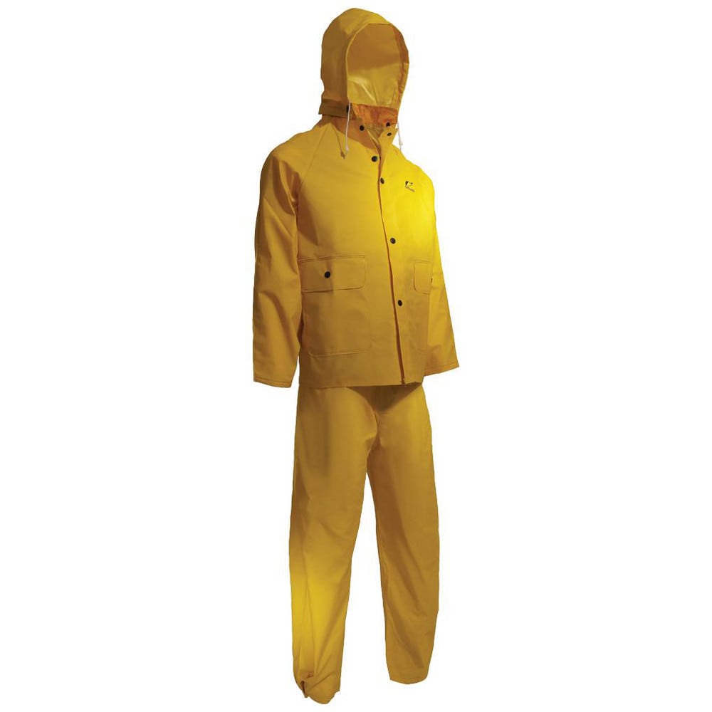 Rain & Chemical Wear, Garment Style: Suit with Pants , Size: 2X-Large , Gender: Unisex , Color: Yellow , Material: PVC on Polyester  MPN:76522-2X