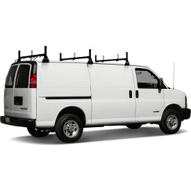 Vantech H1 3 Bar Aluminum Ladder Rack System for Chevy Express 1996-On Black H3023B